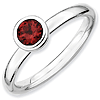 Sterling Silver Stackable Expressions Low 5mm Round Garnet Ring