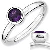 Sterling Silver Stackable Expressions Low 5mm Round Amethyst Ring