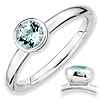 Sterling Silver Stackable Low Profile 5mm Round Aquamarine Ring