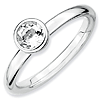 Sterling Silver Stackable Low Profile 5mm Round White Topaz Ring