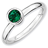 Sterling Silver Stackable Low Profile 5mm Created Emerald Ring