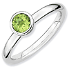 Sterling Silver Stackable Low Profile 5mm Round Peridot Ring