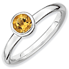 Sterling Silver Stackable Low Profile 5mm Citrine Ring