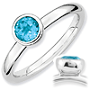 Sterling Silver Stackable Low Profile 5mm Blue Topaz Ring