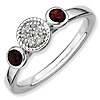 Sterling Silver Stackable Garnet & Diamond Cluster Ring