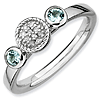 Sterling Silver Stackable Aquamarines & Diamond Cluster Ring
