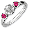 Sterling Silver Stackable Created Ruby and Diamond Cluster Ring