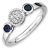 Sterling Silver Stackable Created Sapphire Diamond Cluster Ring