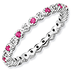 Sterling Silver Stackable 1/4 ct Created Ruby and Diamond Ring