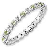 Sterling Silver Stackable Peridot & Diamond Eternity Ring