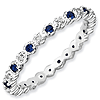Sterling Silver Stackable Created Sapphire & Diamond Eternity Ring