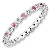 Sterling Silver Stackable Pink Tourmaline and Diamond Eternity Ring