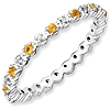 Sterling Silver Stackable 1/5 ct Citrine & Diamond Eternity Ring