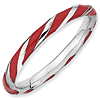 Sterling Silver Twisted Red Enameled 2.4mm Stackable Ring