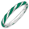 Sterling Silver Twisted Green Enameled 2.4mm Stackable Ring