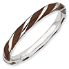 Sterling Silver Twisted Brown Enameled 2.4mm Stackable Ring