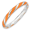 Sterling Silver Twisted Orange Enameled 2.4mm Stackable Ring