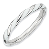 Sterling Silver Twisted White Enameled Stackable Ring