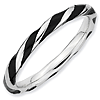 Sterling Silver Twisted Black Enameled 2.4mm Stackable Ring
