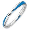 Sterling Silver Twisted Blue Enameled 2.5mm Stackable Ring