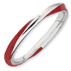 Sterling Silver Twisted Red Enameled 2.5mm Stackable Ring