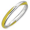 Sterling Silver Twisted Yellow Enameled 2.5mm Stackable Ring