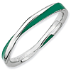 Sterling Silver Twisted Green Enameled 2.5mm Stackable Ring