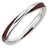 Sterling Silver Twisted Brown Enameled 2.5mm Stackable Ring