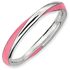 Sterling Silver Twisted Pink Enameled 2.5mm Stackable Ring