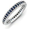 Sterling Silver Stackable 3/4 ct Created Sapphire Eternity Ring