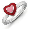 Sterling Silver Stackable Expressions Enameled Hearts Ring