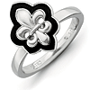 Sterling Silver Stackable Expressions Enameled Fleur De Lis Ring