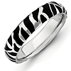Sterling Silver Stackable Expressions Enameled Zebra Print Ring