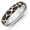 Sterling Silver Stackable Brown Enameled Print Ring 