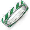 Sterling Silver Stackable Expressions Green Enameled Square Ring 