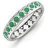 Sterling Silver Stackable Expressions Green Circles Enameled Ring 