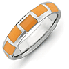 Sterling Silver Stackable Orange Enamel Panel Ring