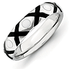 Sterling Silver Stackable Expressions Black White Enameled Ring