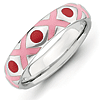 Sterling Silver Stackable Expressions Pink Red Enameled Ring