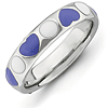 Sterling Silver Stackable Purple White Hearts Enameled Ring 