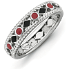 Sterling Silver Stackable Expressions Red Black Enameled Ring