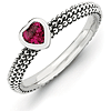 Sterling Silver Stackable Expressions Created Ruby Heart Beaded Ring