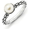 Sterling Silver Stackable 6mm White Pearl Patterned Ring 