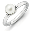 Sterling Silver Stackable Expressions 6mm White Pearl Ring