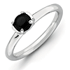 Sterling Silver Stackable Expressions Black Agate Ring