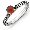 Sterling Silver Stackable Antiqued Red Agate Ring