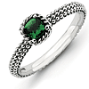 Sterling Silver Stackable Expressions 1/5 ct Created Emerald Ring