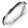 Sterling Silver Stackable Expressions Black White Diamond Twist Ring
