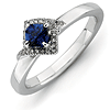 Sterling Silver Stackable Halo Created Sapphire Ring with Diamonds