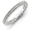 Sterling Silver Stackable Diamond Ring with Milgrain Edges